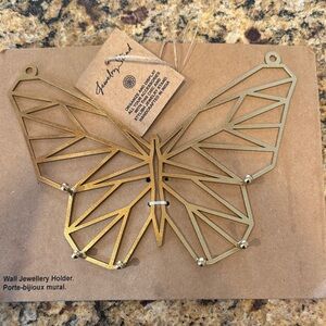 Geometric Butterfly Wall Jewelry Holder - Gold